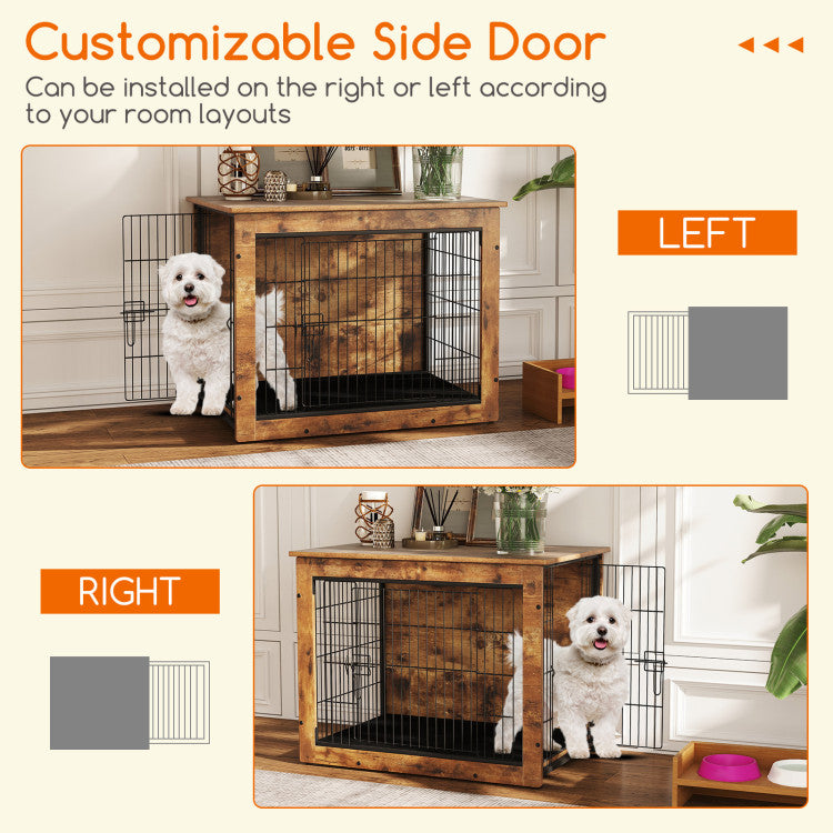Furniture-Style Dog Crate with Cushion