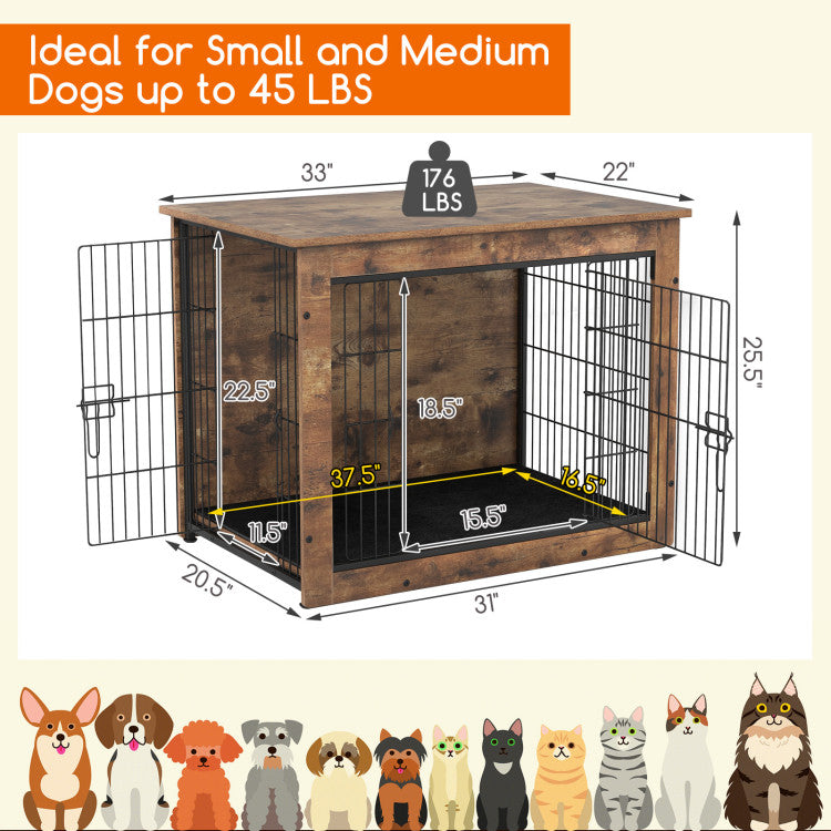 Furniture-Style Dog Crate with Cushion