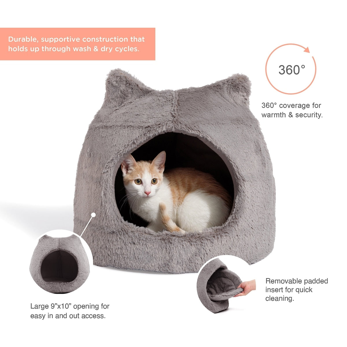 Cozy Plush Cat Cave Bed