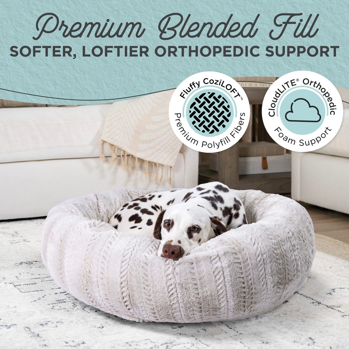 Herringbone Orthopedic Donut Pet Bed