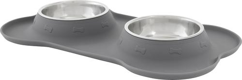 Double Stainless Steel Pet Bowl with Silicone Mat