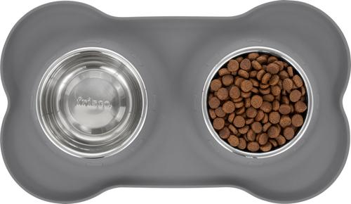 Double Stainless Steel Pet Bowl with Silicone Mat