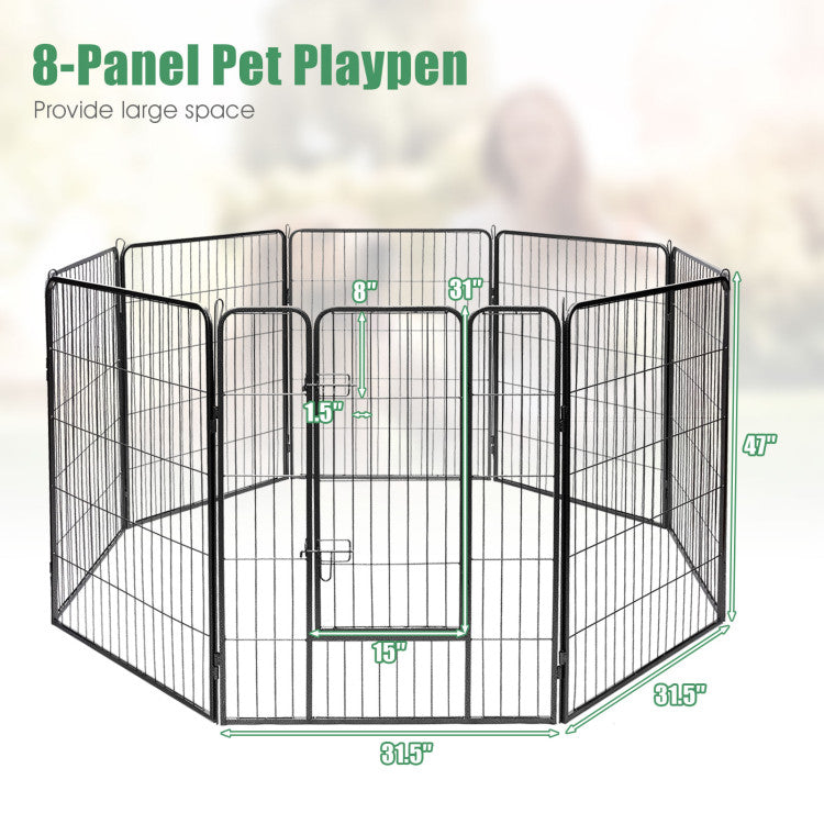 8-Panel Heavy-Duty Pet Playpen